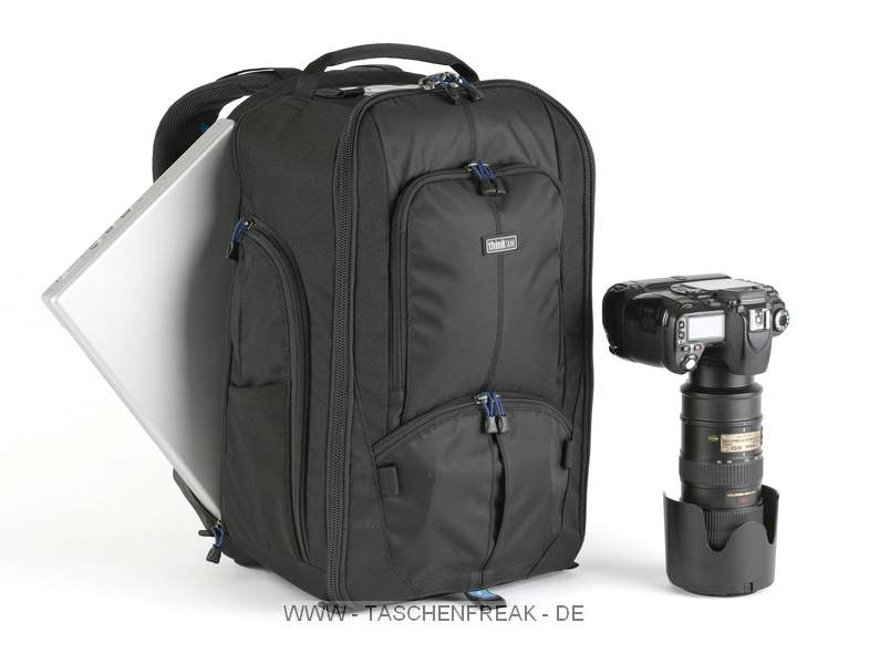 THINK TANK PHOTO - STREETWALKER HARDDRIVE\n\nFoto von Think Tank Photo USA - Erwin Brian - VIELEN DANK!\n\nKommentar des Herstellers bei Ankndigung (leider nur in Englisch):\n\nThink Tank Photo has launched a new concept in backpacks, the StreetWalker series.  The three StreetWalker backpacks are designed for quick access to bodies with lenses attached for active shooting, while maintaining an especially slim profile.  Their unique contoured design solves a significant problem experienced by photographers shooting in urban and other crowded environments: getting the shot in spaces that allow little room for navigating.  \n\nStreetWalker HardDrive -- This backpack will hold most 15" laptops and a Pro Size DSLR with 70-200 2.8 attached and hood in position.  It also includes the monopod/tripod mounting system, the contoured harness and air channel, and lots of pockets and organizers.\n\nInternal Dimensions: 11" W x 17" H x 6-7" D (28 x 43 x 15-18 cm)\nExternal Dimensions: 11.5" W x 18" H x 8.5" D (29 x 46 x 22 cm)\nWeight:  3.6 lbs - 4.4 lbs (1.6kg - 2kg)  (Varies based on accessories used)\n\nThe StreetWalker backpacks were designed by veteran camera bag designer, Think Tank's own Lily Fisher.  "First and foremost these backpacks give photographers quick access to their gear while allowing them to maneuver easily through crowds," said Fisher.  "Additional benefits are the slim profile and new concept in shoulder straps."\n \nTheir unique design makes them especially useful for women photographers. A common complaint of women photographers is that photo backpack shoulder harnesses are designed for medium-sized men. The shoulder straps in the StreetWalker have been specifically engineered to fit a wider range of sizes for both men and women. Women in particular will appreciate the StreetWalker's very narrow and vertical profile, especially when combined with the shoulder harness.