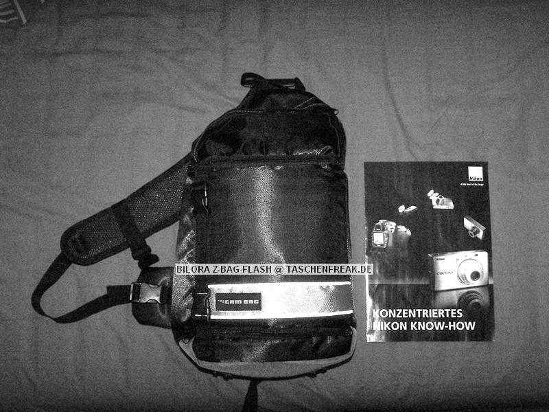 BILORA Z-BAG-FLASH\n\nFoto von Benedikt Zierer - VIELEN DANK FR DEIN MAIL!\n\nKommentar des Nutzers:\n\nAlso ich hab mal ein paar Fotos von meiner Ausrstung im Slingshot-Nachbau gemacht, die offizielle Bezeichnung fr dieses Modell ist wohl BILORA Z BAG-FLASH, wobei auf dem Rucksack nur Cam Bag, der Name des Onlineshops steht. Sie knnen die Bilder gerne auf Ihre Homepage stellen, am geeignetsten erscheint mir die Rubrik Rucksack mit einem Umhngegurt.\n\nMfG Benedikt Zierer