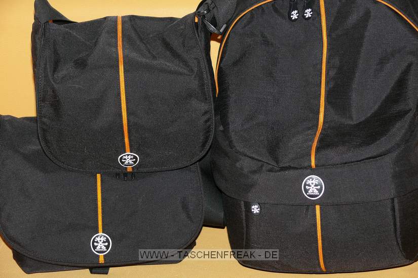 CRUMPLER PRETTY BOY XL (4000)\n\nFoto von Jrg Langer\n\nKommentar des Nutzers:\n\nHier ein Vergleichsbild zwischen Crumpler Pretty Boy XL (4000) und XXXL (7500) und PrettyBoyBackpack XL.\n\nDie Crumpler Pretty Boys sind sehr gut verarbeitet und extrem strapazierfhig.\nDas Ladevolumen innen ist deutlich kleiner wie die Crumpler dieses von auen einem "vormachen". Die Form ist sehr stylish und nicht direkt als Fototasche zu identifizieren, was diese fr Citytouren sehr empfehlenswert macht. Der nicht abnehmbare Umhngegurt ist gut aber sehr fest und wird erst im Laufe der Nutzungsjahre flexibler unn weicher.\n\nPreis / Leistung ist bei Crumpler sehr gut!