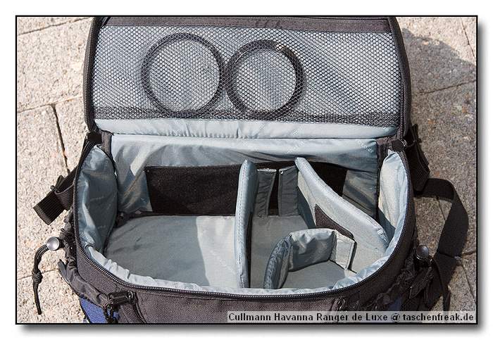 Foto des Fotorucksack "Havanna Ranger de Luxe" von Cullmann von Sascha Drmer - DANKE DAFR !\n\nKommentar des Nutzers:\n\nFolgendes pat in das untere Fach:\n \n- Canon EOS 20D mit BG und angesetztem Canon 17-40 f/4 L\n- Canon 70-200 f/4 L\n- Canon 50 f/1,4\n- Canon 1,4fach Extender\n- Kenko Automatik-Zwischenringsatz 36mm, 20mm, 12mm\n- Cardreader\n- Linsenreinigungspinsel\n- Reduzierungsringe