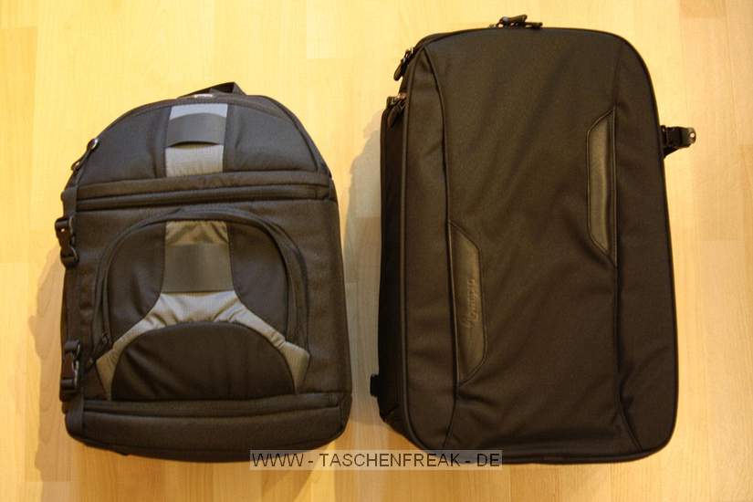 LOWEPRO CLASSIFIED SLING 220 AW\n\nFoto und Kommentar von Oliver Koch - VIELEN DANK!\n\nKommentar:\n\nHallo Jrg,\n\nvielen Dank fr deine tolle Seite, die mir bereits gute Dienste \ngeleistet hat. Nun kann ich auch einmal zur Erweiterung der bersicht \nbeitragen:\n\nIch habe mir den Classified Sling 220 AW gekauft, weil mir zwar das  \nKonzept der Slingshot 300 AW gut gefiel, der Zugriff auf die  \nAusrstung jedoch recht klein war. Auerdem gefiel mir die Anordnung  \nder Unterteilungen beim Slingshot nicht, da ich alle Objektive durch  \ndie seitliche ffnung ereichen wollte.\n\nDie Classified 220 AW kann komplett ausgerumt werden, was eine  \nfreie Einteilung erleichtert und auch eine Nutzung als Daypack  \nermglicht. Bei den Einteilungen gefallen mir besonders die  \nAbdeckungen, die mit einer kleinen orangefarbenen Lasche versehen  \nsind und ermglichen, zwei Objektive bereinander unterzubringen.  \n\nDie Tasche ist stabiler als der Slingshot und hat trotzdem eine  \nwesentlich grere ffnung. Leider ist der Hftgurt nicht  \ngepolstert, dafr lsst er sich aber bei Nichtgebrauch in das  \nRckenteil der Tasche schieben. \n\nNettes Detail sind die Taschen fr  \nSpeicherkarten, die mit einer Anzeige fr leer/voll ausgestattet  \nsind. \n\nDie Stativhalterung ist okay, reicht allerdings bis unter den  \nBoden der Tasche - Absetzen der Tasche mit Stativ drfte also nicht  \nso toll sein...\n\nDas Laptopfach ist recht schmal geraten, die Angabe von LowePro ist  \nda mit 28 cm recht optimistisch ausgefallen - 25 cm habe ich bei mir  \ngemessen.