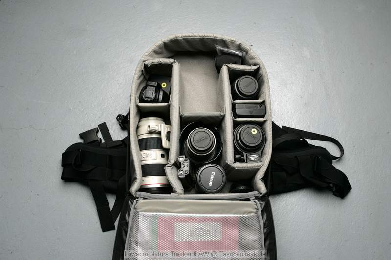 Fototrekker Nature II mit 2,8/70-200, 580EX, W-Sucher, 17-40, image Tank, 2,8/100Macro, 24Shift, 2xKonverter, Ersatzakku\nFoto von Horst Zanus - DANKE DAFÜR !