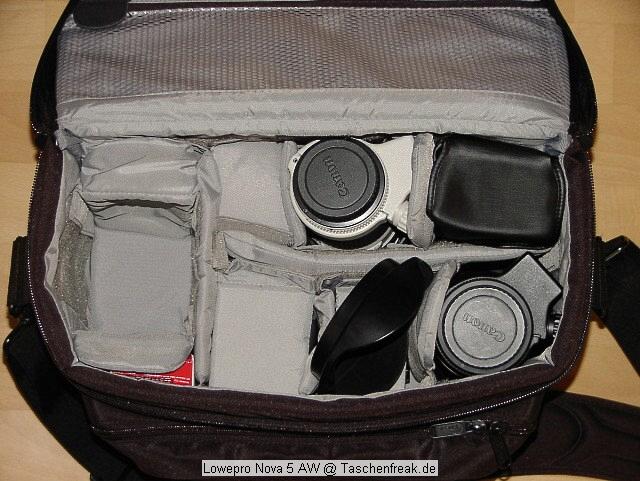 Foto von Uwe (Umo) - DANKE DAF�R !\n\nKommentar des Nutzers:\n\nInhalt: 20 D+BG mit angsetztem 24-70 2.8 L, Kenko Pro 1,4, 70-200 4.0 L, 80-200 2.8 L, 580 EX, 17-40 4.0 L, 50 1.4\nFernausl�ser, Meterstab:-) Jeweils mit umgekehrt angesetzter Geli, Ausnahme Klodeckel 17-40.\nAu�entaschen noch nicht ber�cksichtigt.