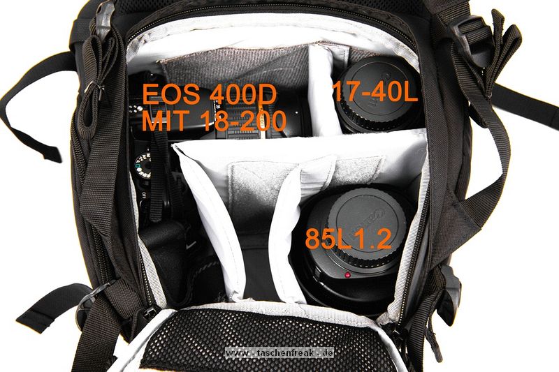 LOWEPRO PRIMUS MINIMUS\n\nFoto und Text von HSR-FOTO.de - VIELEN DANK!\n\nKommentar:\n\nHallo,\n \nich glaube der Primus Minimus von Lowepro fehlt noch in der Sammlung. Hier noch meine Eindrcke:\n \nWichtig war mir ein Rucksack, der auch fr lngere Touren gut geeignet ist und Platz fr die Nicht-Foto-Ausrstung bietet. Hierfr scheint der Lowepro Primus Minimus ideal zu sein: Relativ leicht, "klein", viel sinnvoller Platz und ein Stativ passt auch noch ran (wird auen mit Zurriemen befestigt). Leider passt beim Primus Minimus meine 5Dmk2 eher schlecht durch die Seitenffnung. Aber sie passt. Als Schnellzugriff kann dies dann allerdings nicht mehr bezeichnen. Es ist eben etwas hakelig. Die 400D meiner Freundin passt hingegen sehr gut durch. Ich den nchsten Tagen kommt noch der normale Primus AW. Dann kann ich vergleichen, ob der Seitenzugriff besser mit der 5D zu nutzen ist. Erwhnen mchte ihc noch, dass das Obere Fach von hinten zu erreichen ist und fr den Zugriff die "Untersttzungsgurte" fr die Schultergurte geffnet werden mssen.  Langfinger knnten leichtes Spiel haben, wegen des sehr langen Stiels am Reiverschluss fr das Seitenfach. Hier werde ich mir noch etwas passendes fr die Stadt berlegen.  Im oberen Fach haben locker mein 430EX und ein 70-200L platz und es ist immer noch Luft fr beispielsweise einen dnnen Pulli oder eine Brotdose. Die Jacke kann man bequem quer im aufliegenden Fach transportieren.\nWenn man den Rucksack mit meiner Ausrstung (5Dmk2, 17-40L, 85L, 28-75, 430EX und 70-200L4) trgt, sollte man den Spanngurt ber den Schultergurten krftig anziehen, den verschiebbaren Klipp zwischen den Schultergurten schlieen. Allein hierdurch werden die Schultern merklich entlastet. Wird nun noch der Beckengurt geschlossen, kann man schn lang wandern/bummeln/wasauchimmer und bekommt keine Rckenschmerzen. Auf lngeren Touren ist mein Tamrac Velocity 9x hier sehr unbequem, dafr aber sehr schnell zu nutzen.\n \nGru,\nHSR-FOTO.de