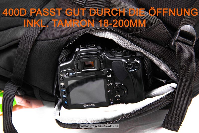 LOWEPRO PRIMUS MINIMUS\n\nFoto und Text von HSR-FOTO.de - VIELEN DANK!\n\nKommentar:\n\nHallo,\n \nich glaube der Primus Minimus von Lowepro fehlt noch in der Sammlung. Hier noch meine Eindrcke:\n \nWichtig war mir ein Rucksack, der auch fr lngere Touren gut geeignet ist und Platz fr die Nicht-Foto-Ausrstung bietet. Hierfr scheint der Lowepro Primus Minimus ideal zu sein: Relativ leicht, "klein", viel sinnvoller Platz und ein Stativ passt auch noch ran (wird auen mit Zurriemen befestigt). Leider passt beim Primus Minimus meine 5Dmk2 eher schlecht durch die Seitenffnung. Aber sie passt. Als Schnellzugriff kann dies dann allerdings nicht mehr bezeichnen. Es ist eben etwas hakelig. Die 400D meiner Freundin passt hingegen sehr gut durch. Ich den nchsten Tagen kommt noch der normale Primus AW. Dann kann ich vergleichen, ob der Seitenzugriff besser mit der 5D zu nutzen ist. Erwhnen mchte ihc noch, dass das Obere Fach von hinten zu erreichen ist und fr den Zugriff die "Untersttzungsgurte" fr die Schultergurte geffnet werden mssen.  Langfinger knnten leichtes Spiel haben, wegen des sehr langen Stiels am Reiverschluss fr das Seitenfach. Hier werde ich mir noch etwas passendes fr die Stadt berlegen.  Im oberen Fach haben locker mein 430EX und ein 70-200L platz und es ist immer noch Luft fr beispielsweise einen dnnen Pulli oder eine Brotdose. Die Jacke kann man bequem quer im aufliegenden Fach transportieren.\nWenn man den Rucksack mit meiner Ausrstung (5Dmk2, 17-40L, 85L, 28-75, 430EX und 70-200L4) trgt, sollte man den Spanngurt ber den Schultergurten krftig anziehen, den verschiebbaren Klipp zwischen den Schultergurten schlieen. Allein hierdurch werden die Schultern merklich entlastet. Wird nun noch der Beckengurt geschlossen, kann man schn lang wandern/bummeln/wasauchimmer und bekommt keine Rckenschmerzen. Auf lngeren Touren ist mein Tamrac Velocity 9x hier sehr unbequem, dafr aber sehr schnell zu nutzen.\n \nGru,\nHSR-FOTO.de