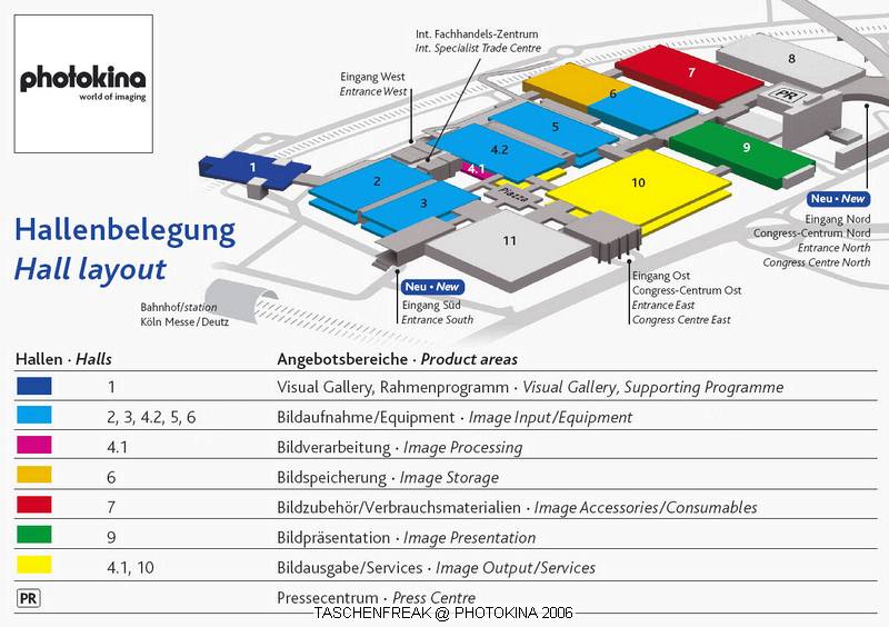 PHOTOKINA 2006\nvom 26.09.2006 - 01.10.2006\n\nDer "Taschenfreak" war in K�ln und hat die Hallen der Photokina bestaunt und f�r diejenigen die es interessiert einen kleinen "Rundgang" durch die Taschenst�nde mitgebracht. \n\nDiese Bilder erheben keinen gestalterischen Anspruch, sollen eher den zu Hause gebliebenen "Taschenfreunden und Taschensuchenden" einen Eindruck der Taschenwelt der Photokina n�herbringen.\n\nViel Freude beim Betrachten und beim virtuellen Rundgang durch die K�lner Messe Hallen.\n\nBei Fragen stehe ich Ihnen gerne per Mail zur Verf�gung.\n\nEs wird etliche Neuigkeiten geben auch zu Beginn des n�chsten Jahres �ber die wir jetzt noch nicht offiziell reden werden, aber auch in 2007 werden Lowepro, Tamrac, Think Tank und viele neue Hersteller aus USA und Fernost Neuigkeiten mit teilweise sehr raffinierten Ideen auf den Matrkt bringen ... Wir halten Sie/Euch auf dem laufenden auf unser Taschenfreak.de.\n\nHerzlichst Euer/Ihr \n\nJ�rg Langer
