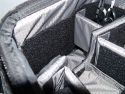 TAMRAC 614 SUPER PRO\n\nFoto und Text von einem Anonymen User - VIELEN DANK!\n\nKommentar:\n\nTamrac 614 Super Pro 14 Camera Bag\n\nZiel: Eine Tasche (nicht Koffer, um Mbel, Autos; Wohnmobil zu schonen), der alles aufnehmen kann, was zum ambitionierten Hobby dazugehrt. \n\nNeben einigen kleineren Taschen (Schulter und Sligshot), die fr Ausflge gezielt gepackt werden knnen, sollte es eine groe Tasche sein, die nicht unbedingt auf langen Wegen getragen werden muss, die das gesamte Zubehr enthlt (Makro, Tele, (Makro)blitz, Gehuse, Platz fr weitere Anschaffungen hat und Laptop und MP3-Player samt Zubehr (Ladegerte,) aufnimmt. Damit kann ich spontan los zu Veranstaltungen oder mit Laptop etc. auch auf Wohnmobils-Safari - man wei ja nie was sich Fototechnisch bietet.\n\nMae Auen: 61 x 36 x 29 cm\n\nEigengewicht: 3260 g \n\nDie Tasche hat keinen Allwetterschutz und bietet keinen schnellen Zugriff. Dies ist aber wohl eher in kleineren Taschen zu suchen. Tamrac beschreibt die Inneneinteilung sehr gut. Mir war wichtig, dass ich zwei Gehuse mit angesetztem Objektiv (bis 300mm) unterbringen kann.\n\nDie Laptoptasche nimmt den 17 Zoll Laptop locker auf.\n\nAm unteren vorderen Rand der Tasche sind Schlaufen um noch mehr Material anzubringen und das Trageerlebnis Kilomig zu erhhen J - naja, mn muss ja nicht alle kleinen Funktionen nutzen. \n\nWnschenswert wre ein Gummierter Boden zum Wegstellen in Wiese oder Wald, aber da bin ich zumeist mit den kleineren Taschen unterwegs und die groe bleibt im "Basislager".