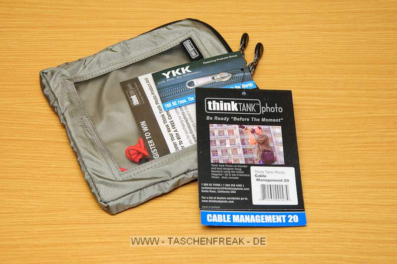 THINK TANK PHOTO - CABLE MANAGEMENT 20\n\nFoto und Kommentar von Jrg Langer - www.taschenfreak.de\n\nKommentar:\n\nVielen Dank an ISARFOTO fr die Leihstellung der Think Tank Produkte, die ich hiermit gerne den Taschenfreak.de Besuchern vorstellen mchte.\n\nDas (oder heit es die?) Cable Management 20 Tasche ist ideal fr die unzhligen Kabel und Kleinteile die wir "MultiMedia-Worker" so jeden Tag bei uns haben und irgendwo in unseren Foto, Video und Notebooktaschen verkramen.\n\nMit zum Lieferumfang gehren die uerst praktischen Kabelbilder die Ihr auf den Bildern sehen knnt.