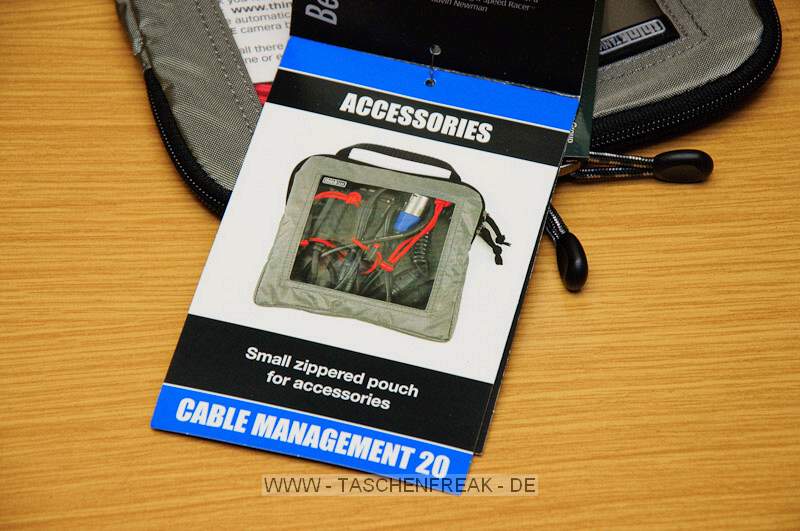 THINK TANK PHOTO - CABLE MANAGEMENT 20\n\nFoto und Kommentar von Jrg Langer - www.taschenfreak.de\n\nKommentar:\n\nVielen Dank an ISARFOTO fr die Leihstellung der Think Tank Produkte, die ich hiermit gerne den Taschenfreak.de Besuchern vorstellen mchte.\n\nDas (oder heit es die?) Cable Management 20 Tasche ist ideal fr die unzhligen Kabel und Kleinteile die wir "MultiMedia-Worker" so jeden Tag bei uns haben und irgendwo in unseren Foto, Video und Notebooktaschen verkramen.\n\nMit zum Lieferumfang gehren die uerst praktischen Kabelbilder die Ihr auf den Bildern sehen knnt.