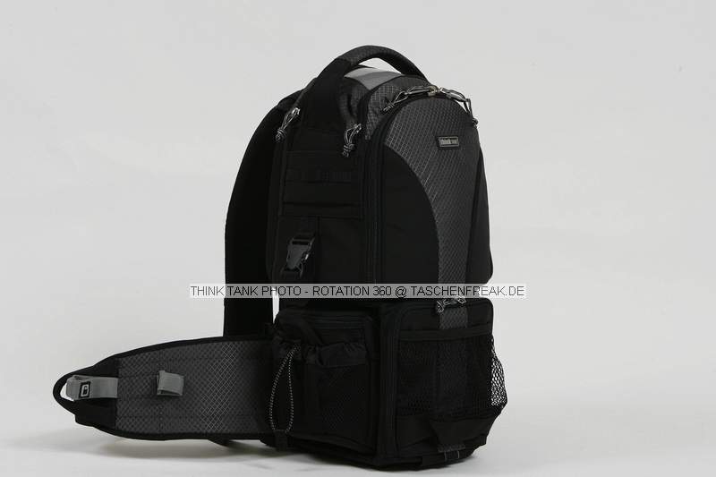 THINK TANK PHOTO - ROTATION 360\n\nFOTO VON ISARFOTO & THINK TANK PHOTO - VIELEN DANK!\n\nKommentar des Herstellers:\n\nThis amazing new backpack lets you access the gear inside of the backpack without taking if off of your back. This allows you the comfort of a backpack with the convenience and accessibility of a beltpack.\n\nThe rotation360 exponentially increases your ability to access your gear as quickly as possible, with the least amount of effort to change lenses and access accessories. Then, just as easily, you can rotate the belt back back into the backpack and out of the way.