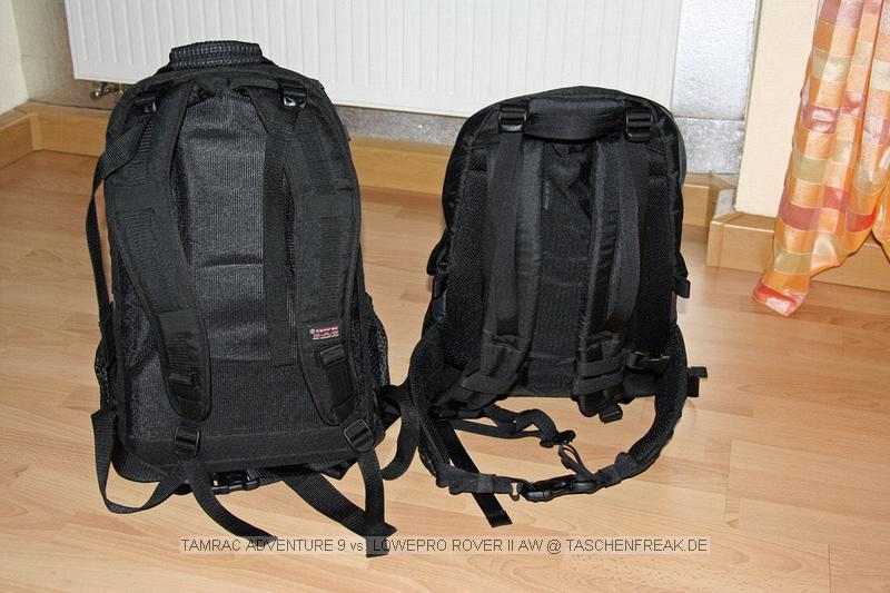 VERGLEICH: TAMRAC ADVENTURE 9 vs. LOWEPRO ROVER AW II\n\nFoto von Jens Krmer - VIELEN DANK!\n\nKommentar des Nutzers:\n\nHallo,\n \nhier ein Vergleich des Tamrac Adventure 9 vs. Lowepro Rover AW II\n \nTamrac:\nLeicht\nLaptopfach\nAngenehmer Zugriff auf die Ausrstung\nDaypack\nTeil-Fotoausrstung \n \nLowepro:\nDayback\nTeil-Fotoausrstung\nAll Weather Cover\n \nFazit:\nTamrac:\nLeicht\nDurchdacht\nAllrounder \n \nLowepro:\nAllrounder ohne Laptopfach\nGreres Daypack\nGreres Teil-Fotoausrstung (70-200mm 2,8)\nPolsterung weicher, flexibler\n \nGru Jens